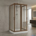Καμπίνα Ντουζ Maglio 80x80x80x185 Κρυστάλλινη Καρυδί Διάφανη