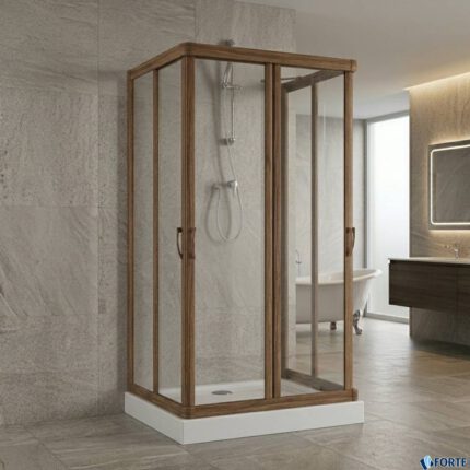 Καμπίνα Ντουζ Maglio 80x80x80x185 Κρυστάλλινη Καρυδί Διάφανη