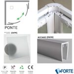 Καμπίνα Ντουζ Ponte 75x75x185 Κρυστάλλινη Ιnox Σαγρέ