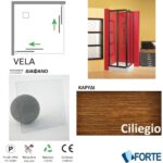 Καμπίνα Ντουζ Vela 80x80x185 Κρυστάλλινη Καρυδί Διάφανη
