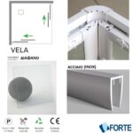 Καμπίνα Ντουζ Vela 90x90x185 Κρυστάλλινη Inox Διάφανη