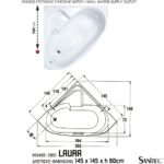 Μπανιέρα Laura 145x145 Ακρυλική Γωνιακή