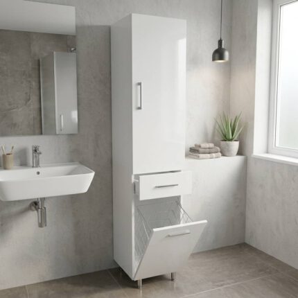 Στήλη Μπάνιου με καλάθι MDF 34x35x185 (πόμολο αριστερό)