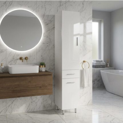 Στήλη Μπάνιου με καλάθι MDF 34x35x185 (πόμολο δεξί)