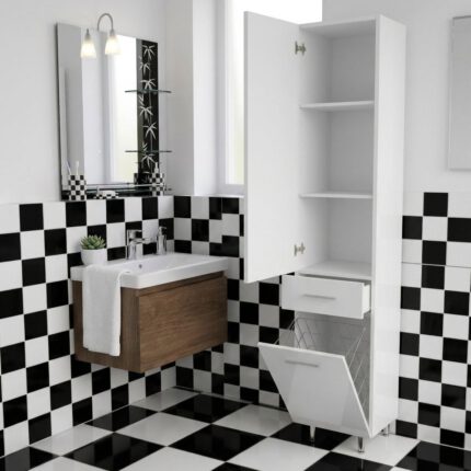 Στήλη Μπάνιου με καλάθι MDF 34x35x185 (πόμολο δεξί)